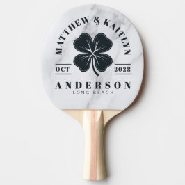 Raquete De Ping Pong Modern Clean White Irish Lucky Clover WeddingCrest