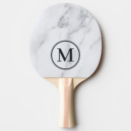 Raquete De Ping Pong Modern Clean White Marble Monogram