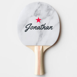 Raquete De Ping Pong Modern Clean White Marble Vintage Star Signature