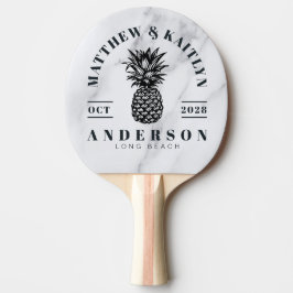 Raquete De Ping Pong Modern Clean White Tropical Pineapple WeddingCrest