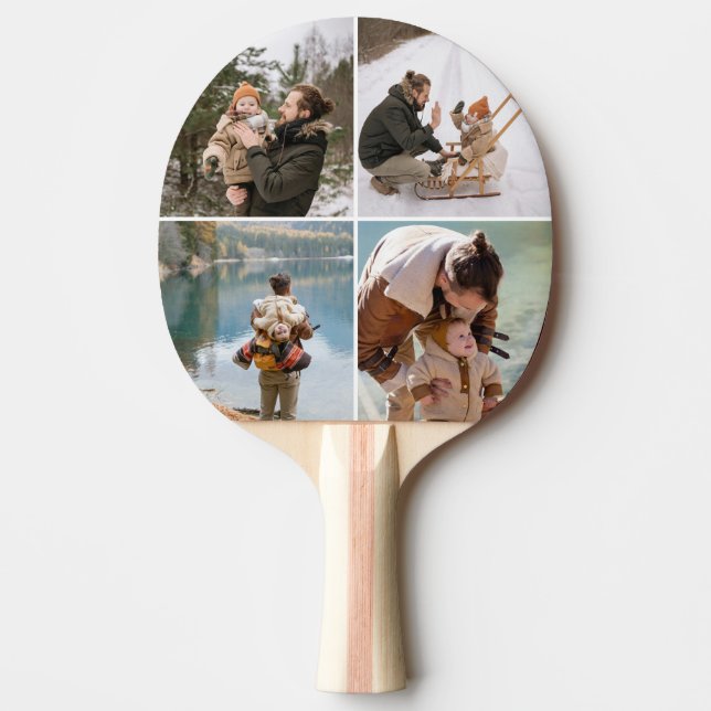 Raquete De Ping Pong Modern Custom 4 Photo Collage Ping Pong Paddle (Frente)