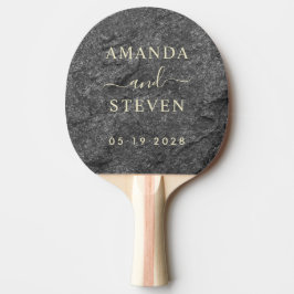 Raquete De Ping Pong Modern Dark Granite Couple Names with Wedding Date