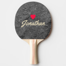 Raquete De Ping Pong Modern Dark Granite Stone Vintage Heart Signature