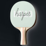 Raquete De Ping Pong Modern Pastel Mint Hello E Você Nome<br><div class="desc">Modern Pastel Mint Hello E Você Nome</div>