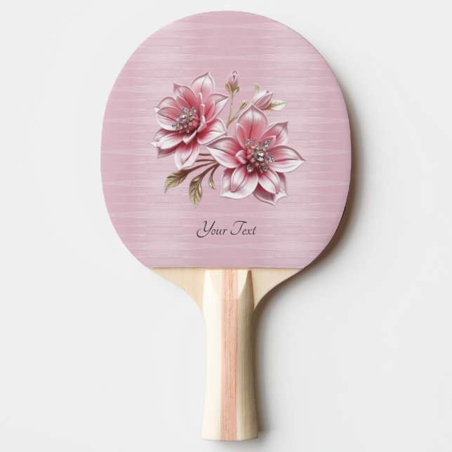 Raquete De Ping Pong Modern Pink Flowers Ping Pong Paddle (Frente)