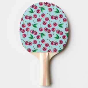 Raquete De Ping Pong Modern Watercolor Cherries: Juicy Berry Patterno