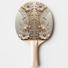 Raquete De Ping Pong Modern White Flowers Pearls Ping Pong Paddle