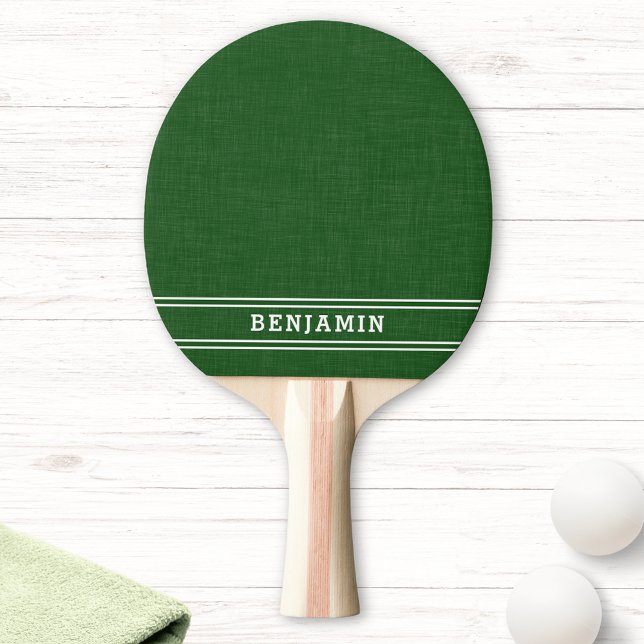 Raquete De Ping Pong Moderno Branco e Verde Monograma (Criador carregado)