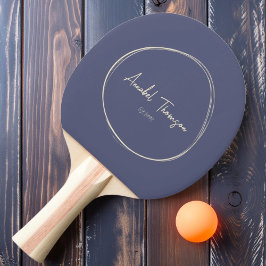 Raquete De Ping Pong Moderno de Meados do Século Brisa Lavanda com Nome