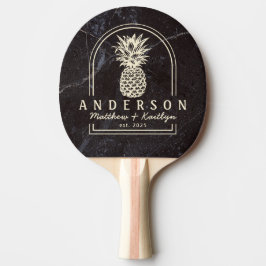 Raquete De Ping Pong Modest Dark Stone Pineapple Wedding Arch & Name
