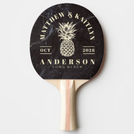 Raquete De Ping Pong Modest Dark Stone Tropical Pineapple Wedding Crest