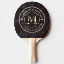 Raquete De Ping Pong Modest Dark Stone Wedding Monogram
