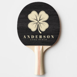 Raquete De Ping Pong Modest Dark Wood Four Leaf Clover with Name