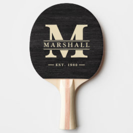 Raquete De Ping Pong Modest Dark Wood Monogram & Name Overlay
