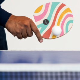 Raquete De Ping Pong Monogram Retro Colorful Wavy Stripes