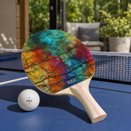 Raquete De Ping Pong Monograma Abstrato Desgastado Moderno Colorido