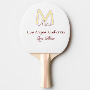 Raquete De Ping Pong monograma amarelo rosa nome amor cidade marrom mod
