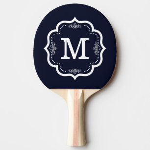 Raquete De Ping Pong Monograma azul do marinho