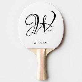 Raquete De Ping Pong Monograma Branco Personalizado Inicial