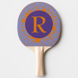 Raquete De Ping Pong Monograma Círculos Púrpura Laranja Inicial