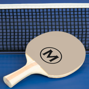 Raquete De Ping Pong Monograma Clássico Mínimo de bege Preto