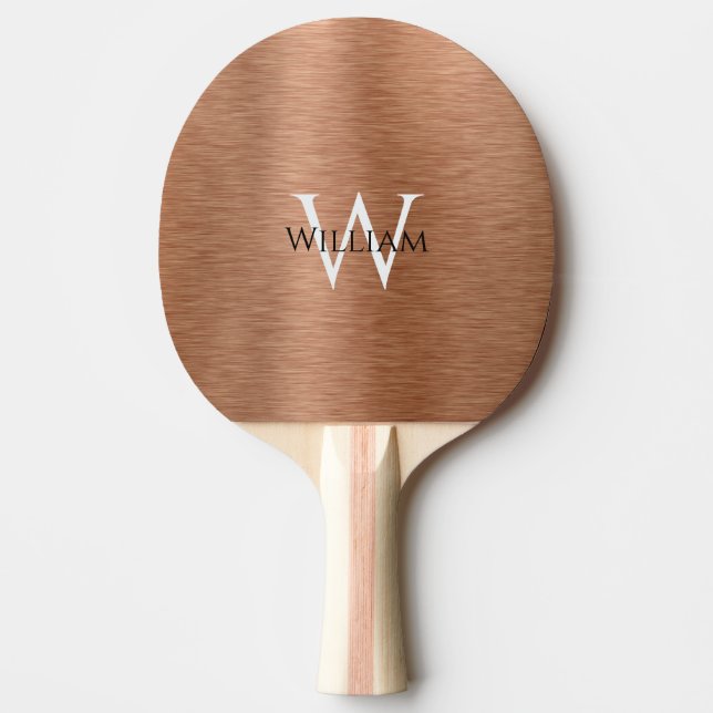 Raquete De Ping Pong Monograma Cobre Personalizado Nome Metálico Inicia (Frente)