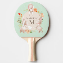 Raquete De Ping Pong Monograma Coelhinhos Coelhinhos Coelhos Florais Pe