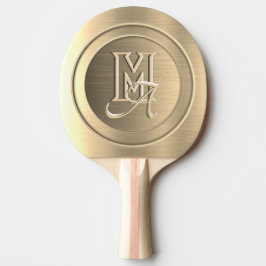Raquete De Ping Pong Monograma com gravação em aço Dourado metálico