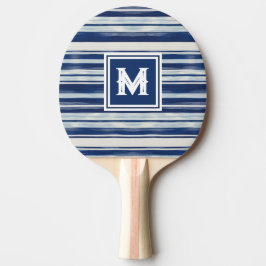 Raquete De Ping Pong Monograma com risca azul e branca