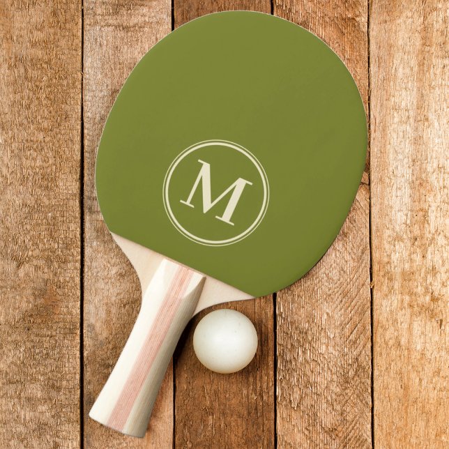 Raquete De Ping Pong Monograma Cor Verde Salgueiro Sólido (Criador carregado)