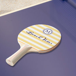 Raquete De Ping Pong Monograma Costeiro de Praia Amarelo-lisa
