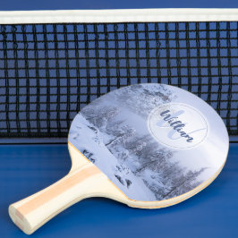 Raquete De Ping Pong Monograma da floresta de névoa das maravilhas do i