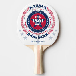 Raquete De Ping Pong Monograma da Tipografia Circular do Kansas Orgulho