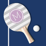 Raquete De Ping Pong Monograma das cinzas e das fitas de pré-disquete r<br><div class="desc">Pás de pingue-pongue impressas personalizadas com um padrão listrado de pré-disquete. Personalize-o com o seu monograma inicial ou outro texto personalizado num quadro de círculo chic. Clique em Personalizar para alterar as fontes ou adicionar seu próprio texto e imagens para criar um único tipo de design.</div>