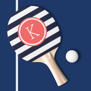 Raquete De Ping Pong Monograma das tiras de pré-disquete de marinho e c