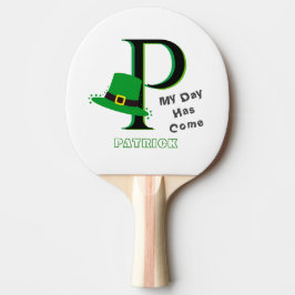 Raquete De Ping Pong Monograma de 3 cores do Dia de Patrick