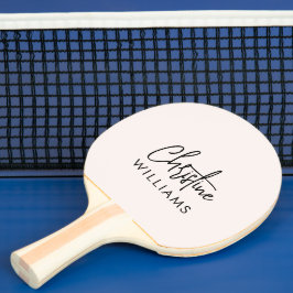 Raquete De Ping Pong Monograma de Assinatura Script manuscrito Cor-de-r