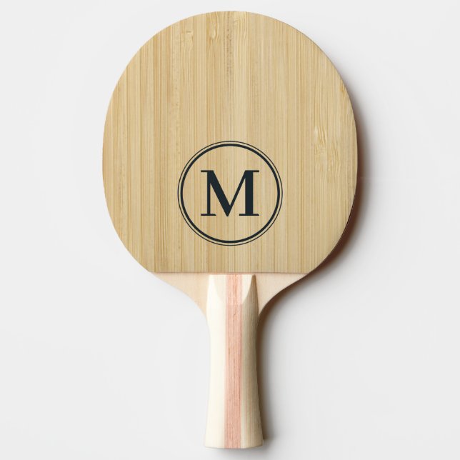 Raquete De Ping Pong Monograma de Bambu Claro (Verso)