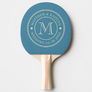 Raquete De Ping Pong Monograma de Casamento em Água Profunda de Meados