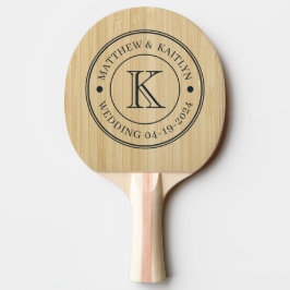Raquete De Ping Pong Monograma de Casamento em Bambu Leve