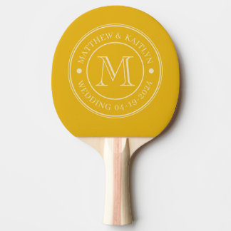 Raquete De Ping Pong Monograma de Casamento Girassol Quente de Meados d