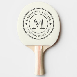 Raquete De Ping Pong Monograma de Casamento Marfim e Preto Quente