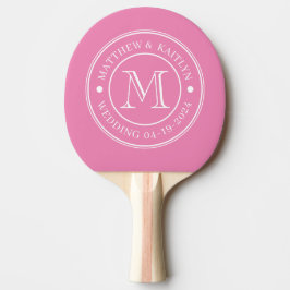 Raquete De Ping Pong Monograma de Casamento Rosa