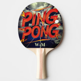Raquete De Ping Pong monograma de cores modernas