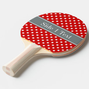 Raquete De Ping Pong Monograma de Fita de Carvão de Bolinhas Brancas Ve