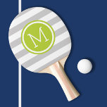 Raquete De Ping Pong Monograma de fitas de pré-disquete cinzas e verdes<br><div class="desc">Pás de pingue-pongue impressas personalizadas com um padrão listrado de pré-disquete. Personalize-o com o seu monograma inicial ou outro texto personalizado num quadro de círculo chic. Clique em Personalizar para alterar as fontes ou adicionar seu próprio texto e imagens para criar um único tipo de design.</div>