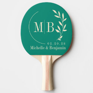Raquete De Ping Pong Monograma de Folha de Brisa de Praia Aqua Casament