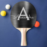Raquete De Ping Pong Monograma de Folha Metálica Desportiva Negra<br><div class="desc">Pino de Pino de Pino Monograma Elegante De Folha Metálica Negra. Este monograma de Ping Pong Paddle pode ser personalizado para incluir seu nome inicial e primeiro e faz um excelente de aniversário de 16 anos ou recepção de casamento ou presente de festa de solteira.</div>