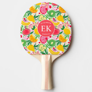Raquete De Ping Pong Monograma de Fruta tropical Padrão de Verão de Aqu