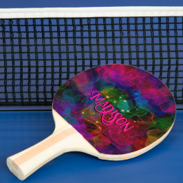 Raquete De Ping Pong Monograma de fumaça colorido elegante